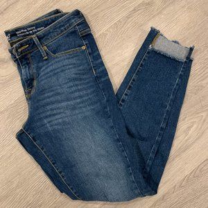 Mossimo Mid Rise Step Hem Distressed Skinny Denim